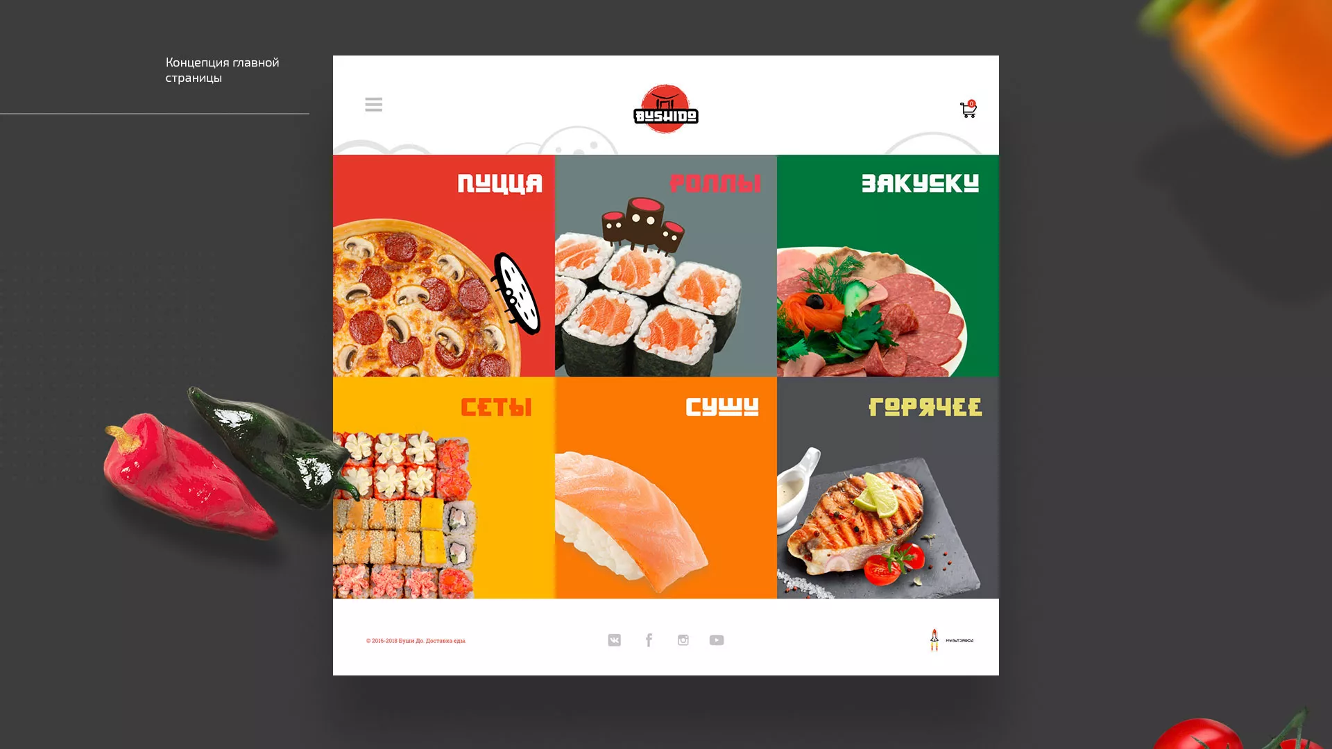 Разработка сайта для пиццерии «BUSHIDO» в Змеиногорске
